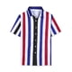 thumbnail image 1 of INSPIRE CHIC Camisa de verano con estampado de rayas arcoíris para hombre, camisas de manga corta con botones Blanco Azul Negro S, 1 of 6