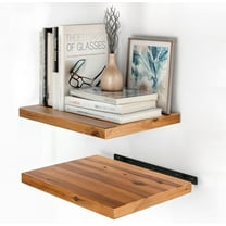 16" x 12" Acacia Wood Deep Floating Shelves Wall Mounted – Rustic Farmhouse Wooden Wall Storage Shelf for Bedroom, Kitchen - Brackets and Shelving Hardware Included (Acacia Color, 16" x 12")