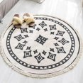 thumbnail image 1 of Vintage Design Rug,Cotton and Linen Circular Floor Mat,Non Slip Rugs for Living Room Bedroom Carpet,Home Decor Office, Round 36" 47" 59" 71",Machine Washable, 1 of 8