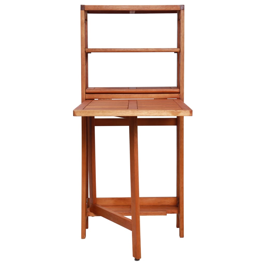 Kepooman Outdoor Patio Folding Wooden Table & Chair Set with Storage Shelf, Set of 3, Brown Kepooman Outdoor Patio Folding Wooden Table & Chair Set with Storage Shelf, Set of 3, Brown