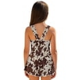 thumbnail image 2 of Xixirimido Brown Cowhide Print Girls One Piece Swimsuits with Skirt Sleeveless Swim Dress Modest Skirted Swimwear with Built-in Shorts UPF 50+ Bathing Suit, 8-9 Years, 2 of 7