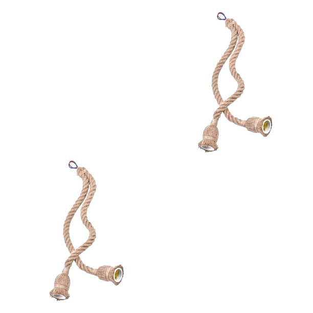 Advancent Cuerda de cáñamo, cable eléctrico, soporte para lámpara Homekit, cable DIY E27, bombilla colgante, luz Industrial, cable marrón 18mm(1M) 2 cabezas 2piezas
