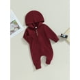 thumbnail image 3 of SUNSIOM Baby Boys Girls Fall Jumpsuits Long Sleeve Solid Color Zip Up Hooded Rompers Newborn Outfit, 3 of 8