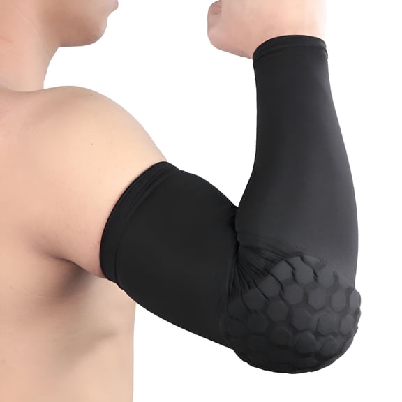 TELOLY Padded Arm Sleeve, Compression Arm Sleeve w/ Elbow Pad for Football, Volleyball, Baseball Protection, Youth & Adult Sizes, Sold as Single Unit (1 Sleeve)