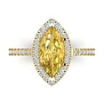 thumbnail image 2 of 2.38ct marquise cut yellow natural citrine 18k yellow gold halo Bridal Wedding Engagement Promise Anniversary Ring for Women size 8.75, 2 of 7