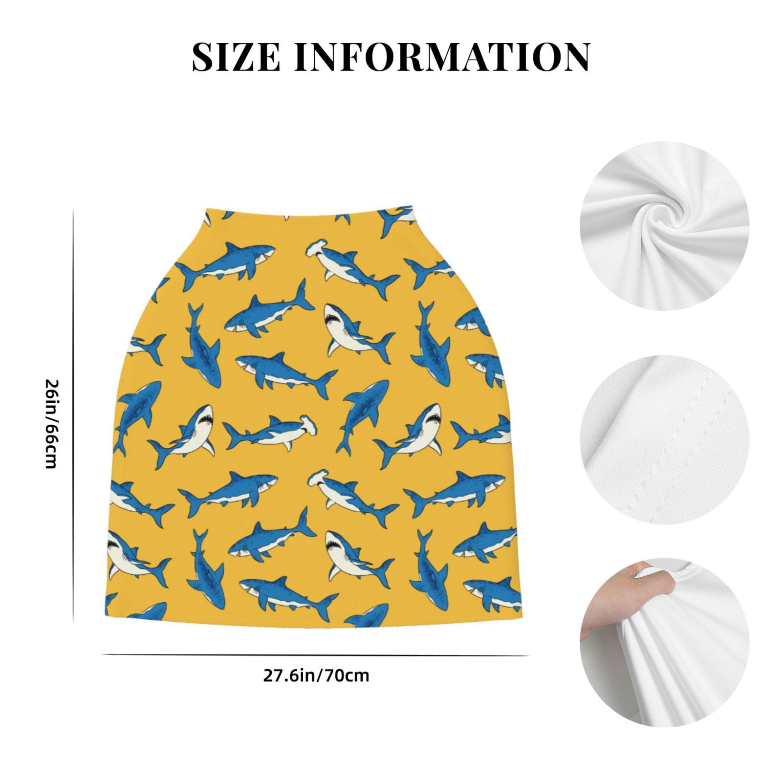 Fotbe Shark Print Pattern Car Seat Covers for Babies, Nursing Breastfeeding Cover Infant Carseat Canopy, Soft Stretchy Carrier Cover
