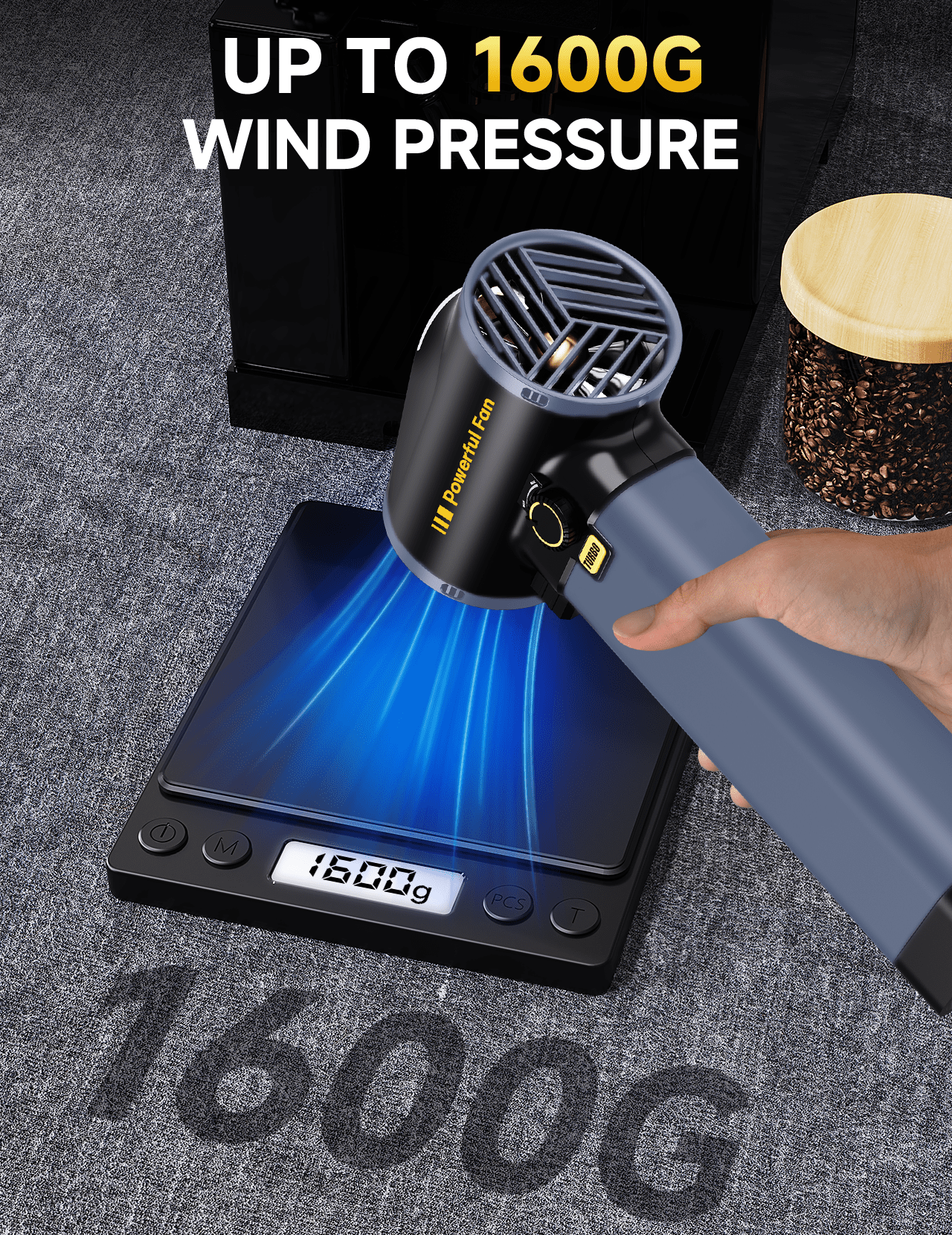 Car Dryer Fan, Cordless Leaf Blower, 64MM Handheld with 1600g Instant Thrust, Rechargeable 4000mAh Battery and Charger