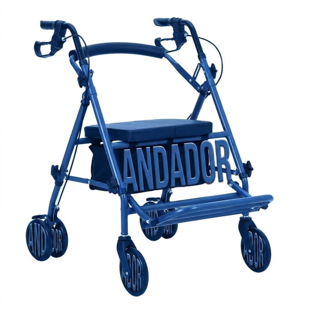 Andador rollator 2 en 1 para adultos mayores - Silla de ruedas plegable con asiento y respaldo reversible - Reposapiés desmontable - Ruedas todo terreno 10" - Con frenos y apoyo