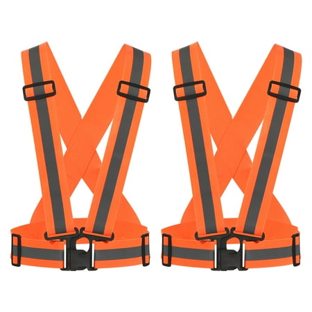 

Unique Bargains Night Caution Adjustable Long Distance Visibility Vest Orange 2