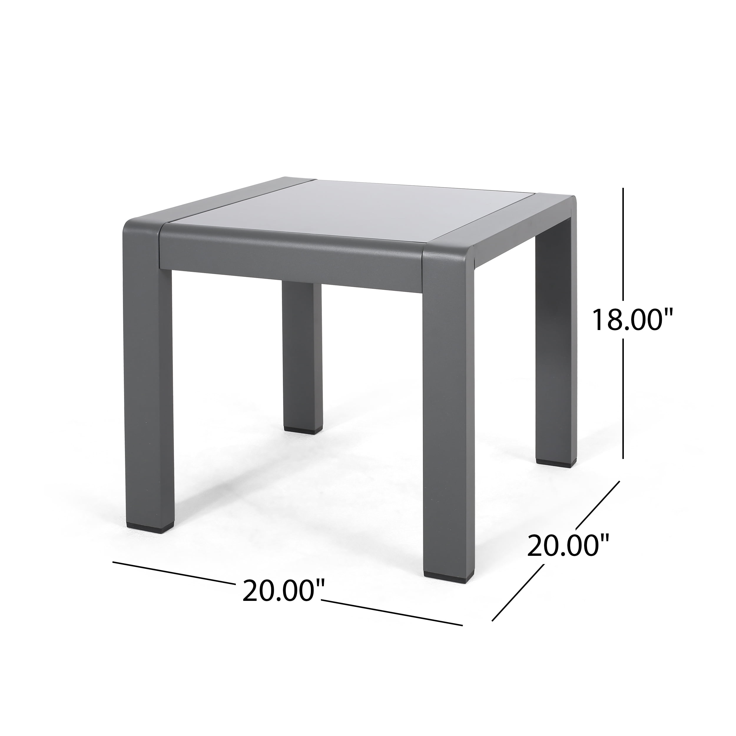 Miller Coral Outdoor Aluminum Side Table, Set of 2, Matte Gray and Gray Finish
