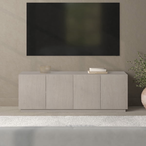 Halifax Rectangular Fluted TV Stand for TV's up to 75" in Alder White