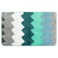 thumbnail image 1 of Alfombra de ba?o REGALWOVEN Waves Stripe, tapete de ba?o extra suave y absorbente, alfombra antideslizante para ba?o, ba?era, ducha verde 16" x 24", 1 of 1