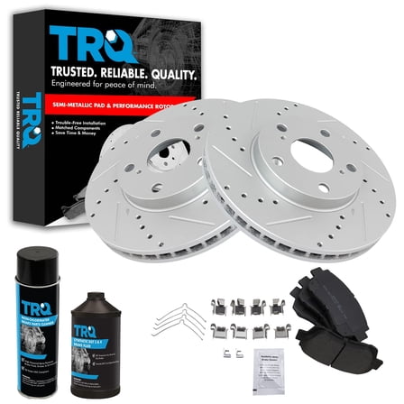 TRQ Front Performance Brake Rotor w/ Metallic Pad Kit w/Chemicals BKA16064