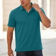 thumbnail image 4 of BVnarty Men's Solid Color Short Sleeve Camp Collar Shirt Breathable Casual Summer Daily Wear Business Casual Outing Top Green M, 4 of 8