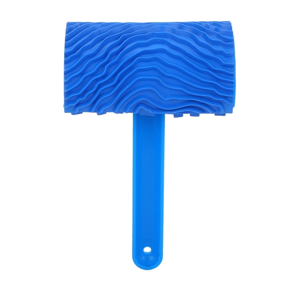 BIMZUC Wood Grain Paint Roller Tool with Handle for DIY Wall Decoration, Blue