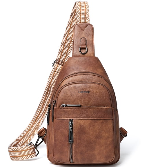 LATMAP 7L PU Leather Sling Bag,  for Travel & Daily Use, Hands-Free Unisex Chest Backpack