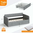 thumbnail image 2 of Ktaxon Twin Size Upholstered Daybed, Wooden Sofa Bed with 2 Drawers & Button Tufted Backrest, Gray, 2 of 10