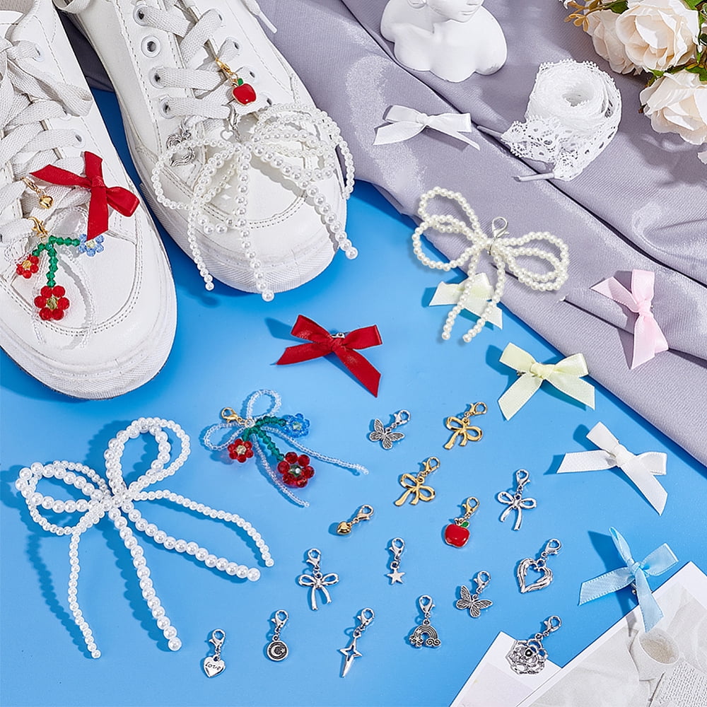 DIY Shoe Decorations Sneaker Shoe Charms including Nylon Lace Shoe Laces Glass Beaded Costume Accessories Alloy Pendant Decorations
