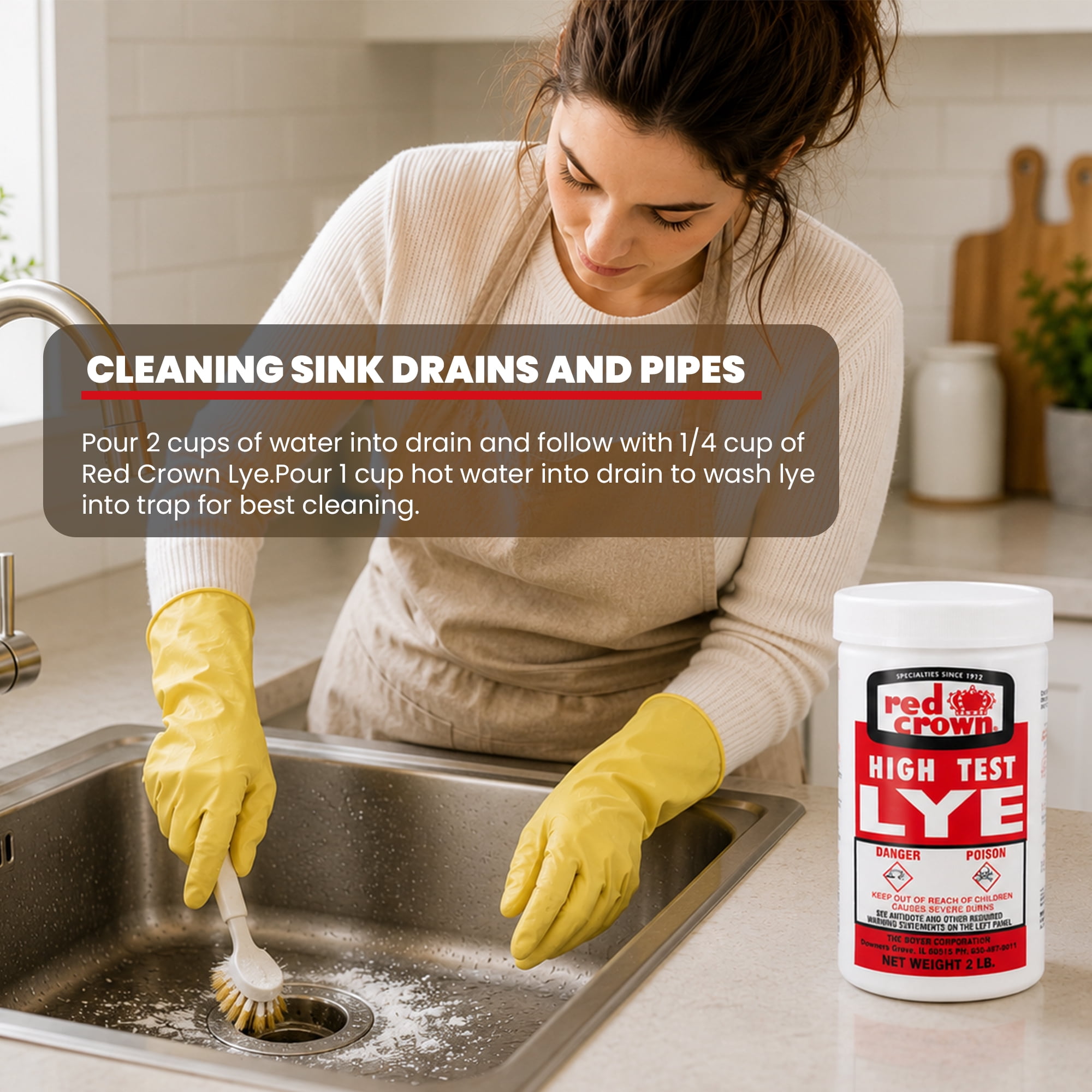 Lye for Soap Making, Sodium Hydroxide, Pure Food Grade Lye, Caustic Soda, Drain Cleaner & Clog Remover, High Test Lye, 2 lbs.
