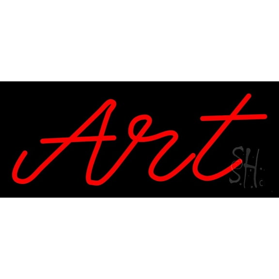 Red Cursive Art 2 LED Neon Sign 10 x 24 - inches, Clear Edge Cut Acrylic Backing, with Dimmer - Bright and Premium built indoor LED Neon Sign for art gallery, and exhibition.
