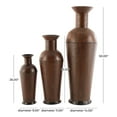 thumbnail image 4 of DecMode 50", 35", 26"H Indoor Outdoor Tall Floor Bottleneck Dark Brown Metal Vase with Bubble Texture and Studs, Set of 3, 4 of 14