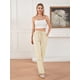 thumbnail image 2 of Lucakuins Pantalones de pierna ancha para mujer, cintura elástica con cordón, pantalones largos sueltos sólidos, ropa de calle para uso diario informal Lucakuins moda, 2 of 9