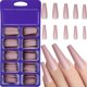 thumbnail image 1 of 100 piezas mate extra largas uñas ataúd uñas postizas color sólido cubierta completa uñas postizas mate con caja para mujeres niñas decoraciones de uñas (rosa claro) Sincero  Hogar, 1 of 3
