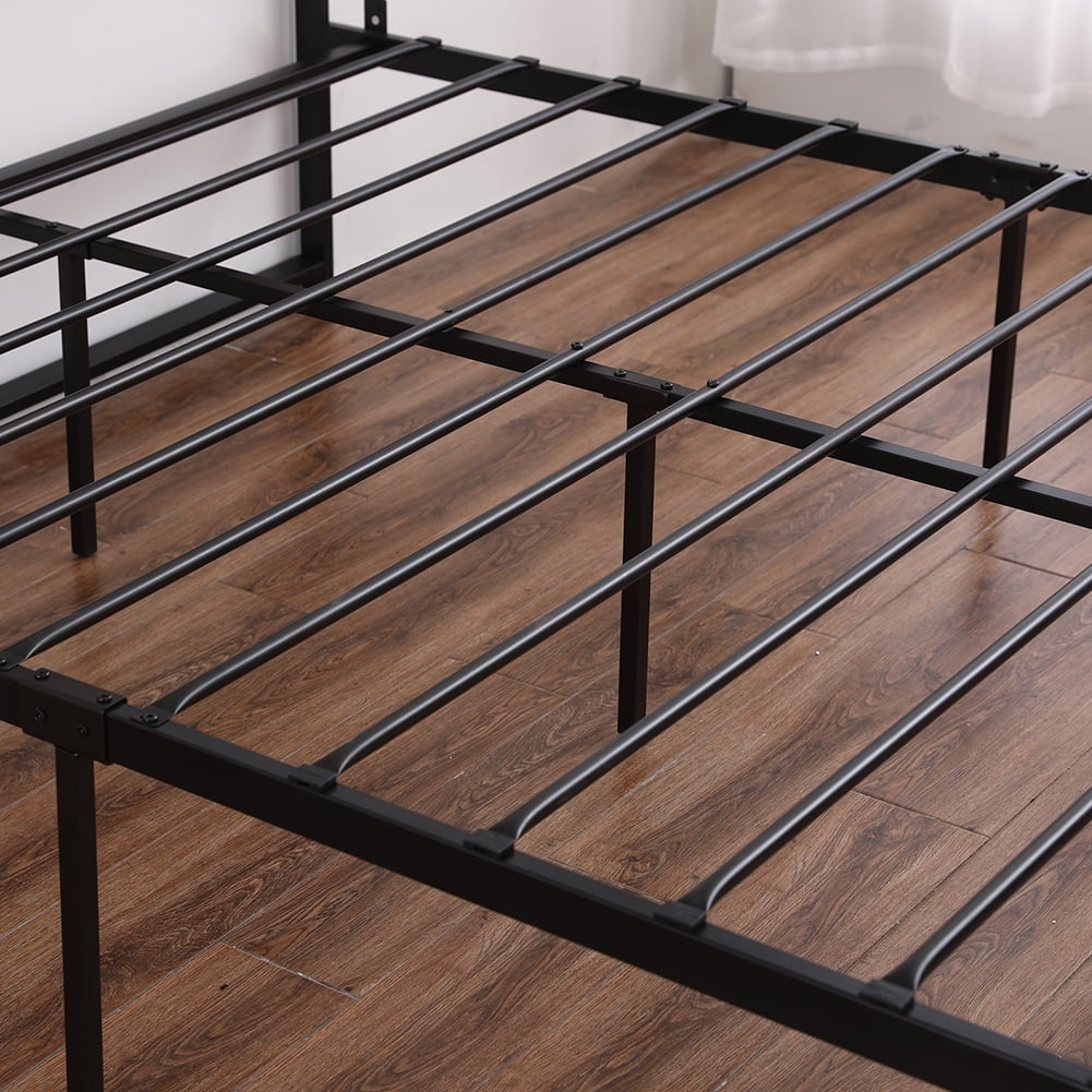 Kepooman Retro Style Black Metal Double Bed Frame Bed with Foot Black, 64.17"L x 15.75"W x 5.51"H, Queen Kepooman Retro Style Black Metal Double Bed Frame Bed with Foot Black, 64.17"L x 15.75"W x 5.51"H, Queen