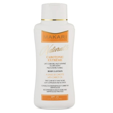 Makari Naturalle Carotonic Extreme Body Lotion 17.6oz – Lightening, Toning & Moisturizing Body Cream With Carrot Oil & SPF 15 – Anti-Aging & Whitening Treatment for Dark Spots, Acne