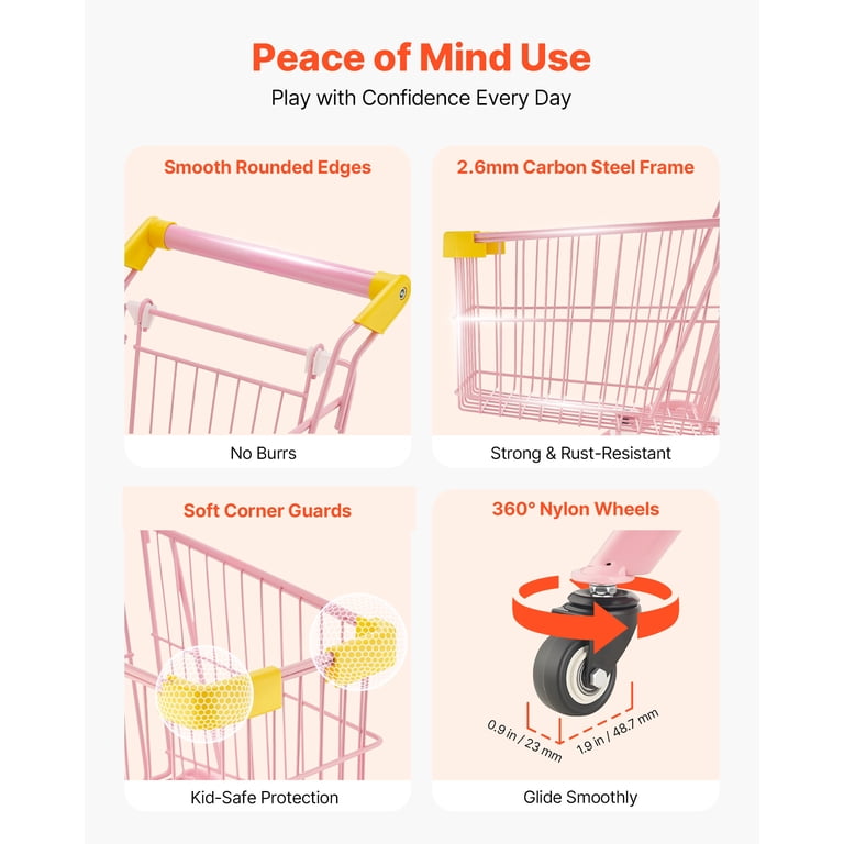 KFFKFF Children's Shopping Cart with Steel Frame, Pink photo 5
