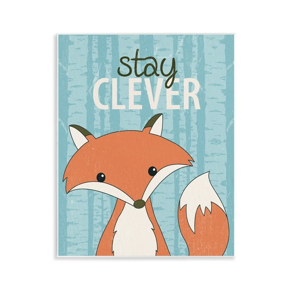 Stupell Industries Stay Clever with Fox Animals Painting Unframed Art Print Wall Art, 11 x 14