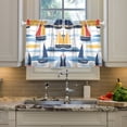 thumbnail image 2 of Yayeee Kitchen Curtains Tier Pair Light Filtering 27"x36" Rod Pocket Short Cafe Window Panel, Orange Hand Drawn Sailboats, 2 of 7