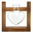 thumbnail image 1 of SHISUYAN 1Pc Heart Vase Hydroponics Planter Green Plant Container Flower Arrangement with Wooden Rack (Retro), 1 of 8