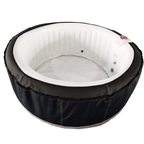 ALEKO Round Inflatable Hot Tub Spa With Zip Cover - 4 Person - 210 Gallon - Black and White 