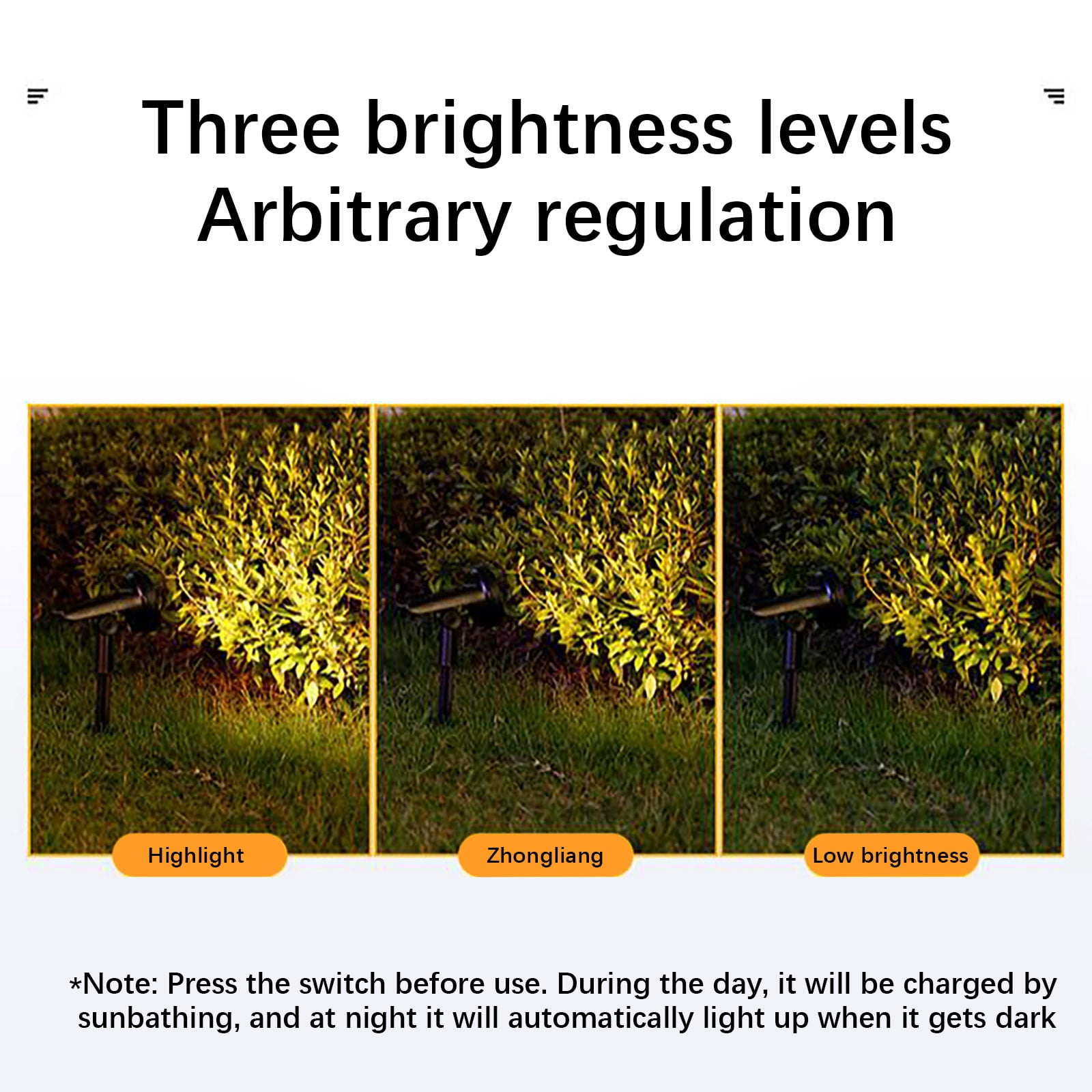 Three Brightness Modes Solar Courtyard Spotlight, Waterproof Outdoor Ground Mount Garden Tree Light, Smart Auto On Off Villa Decoration Lighting for Patio