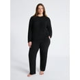 thumbnail image 2 of Joyspun Women's Cozy Ribbed Crewneck Top and Wide-Leg Pants Set, 2-Piece, Sizes XS-3X, 2 of 4