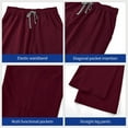 thumbnail image 3 of Scrubs for Women Set - Stretch Top & Cargo Pants with Multi Pocket for Nurse Burgundy L, 3 of 7