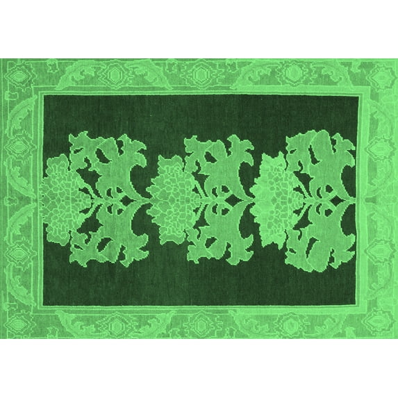 Ahgly Company Indoor Rectangle Abstract Emerald Green Modern Area Rugs, 7' x 9'