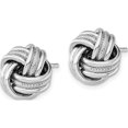 thumbnail image 2 of Sterling Silver Rhodium-Plate Textured Polished Love Knot Earrings (12.6 X 12.5) Made In Italy qe13405, 2 of 5
