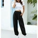 thumbnail image 3 of Pantalones largos para mujer, cintura elástica, Color puro, diseño con bandas en el tobillo, pelusa Extra, pantalones femeninos de moda, negro S, 3 of 7