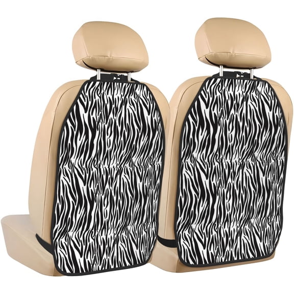 Xecao Zebra Pattern Car Seat Back Protector 2 Pack Large Capacity Pocket, Kick Mats Back Seat Protector