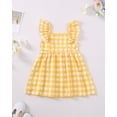 thumbnail image 4 of 2T Baby Girls Dress 3T Girls 2PCS Sleeveless Dress Toddler Girls Plaid Dress Toddler Girls Summer Dress Yellow, 4 of 10