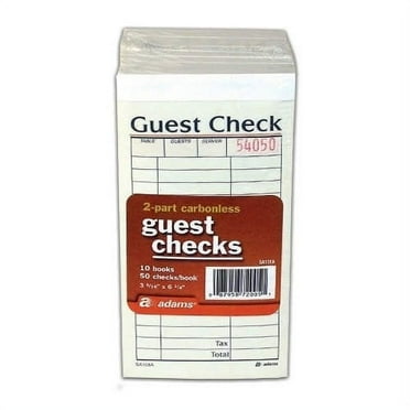 Adams 2 Part Carbonless Guest Checks 10 Books/50 Checks