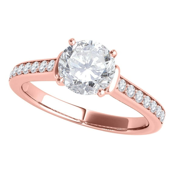 Mauli Jewels Engagement Rings for Women 0.75 Carat Diamond Brilliant Round Cut Engagement Wedding Ring Prong 14K Rose Gold