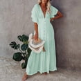 thumbnail image 3 of Women's Solid Color V-neck Lace Dress, 3 of 5