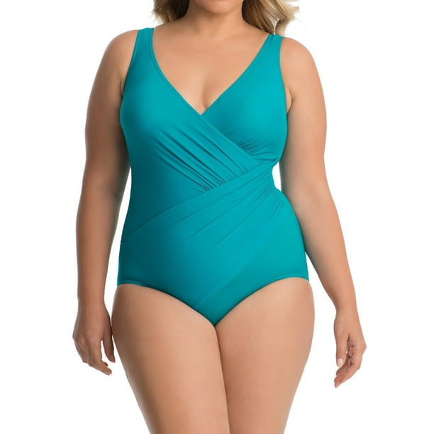 Miraclesuit AMALFI GREEN Plus Size One-Piece Swimsuit, 24W - Walmart.com