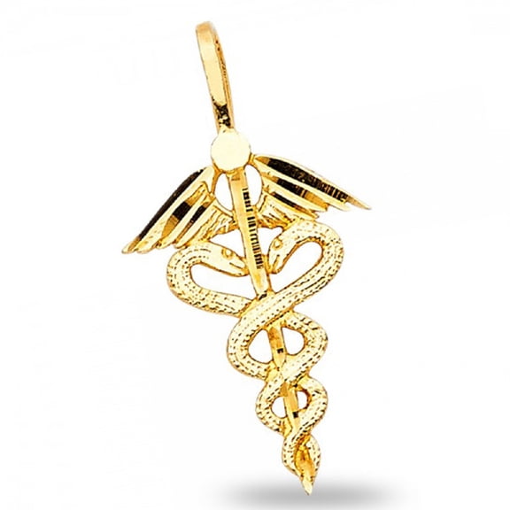 Solid 14k Yellow Gold Symbol Of Medical Service Charm Pendant Diamond Cut High Quality Polished Charm New 21 mm x 9 mm