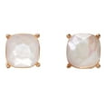 thumbnail image 1 of Faceted Simulated Pearl Square Stud Earrings Cushion Cut Statement Post Ear Studs by Humble Chic NY, Simulated Mother-of-Pearl, White, Cream, Gold-Tone, 1 of 6