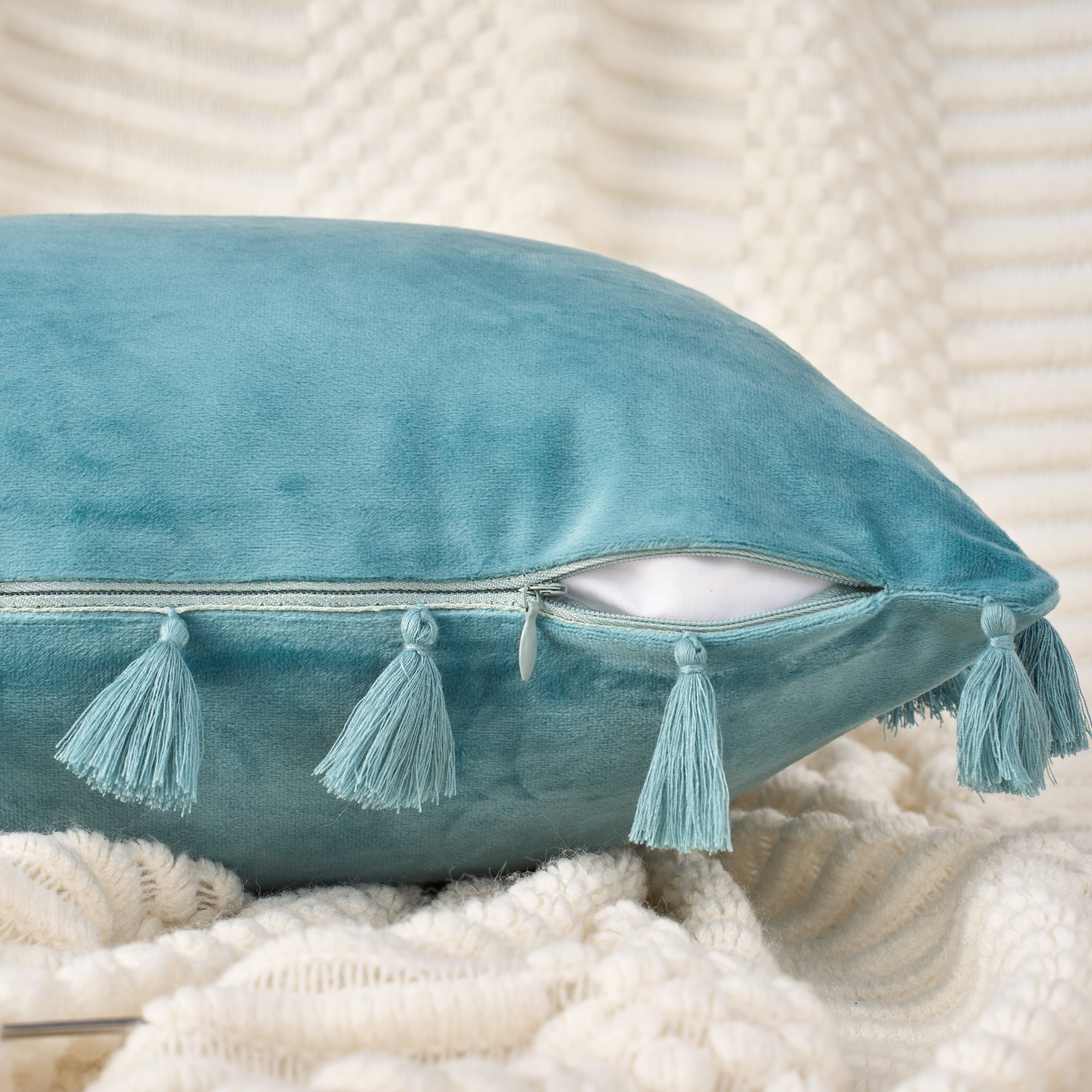 Unique Bargains Velvet Soft Throw Pillow Covers Pack of 2 Aqua Haze 20" x 12"
