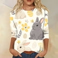 thumbnail image 2 of Dresfit Easter Shirts Women 2026 Strech 3/4 Sleeve Crewneck Tunic Blouse Holiday Bunny Egg Graphic Print Tops Plus Size Loose Fit Tees Light Gray 2XL, 2 of 5